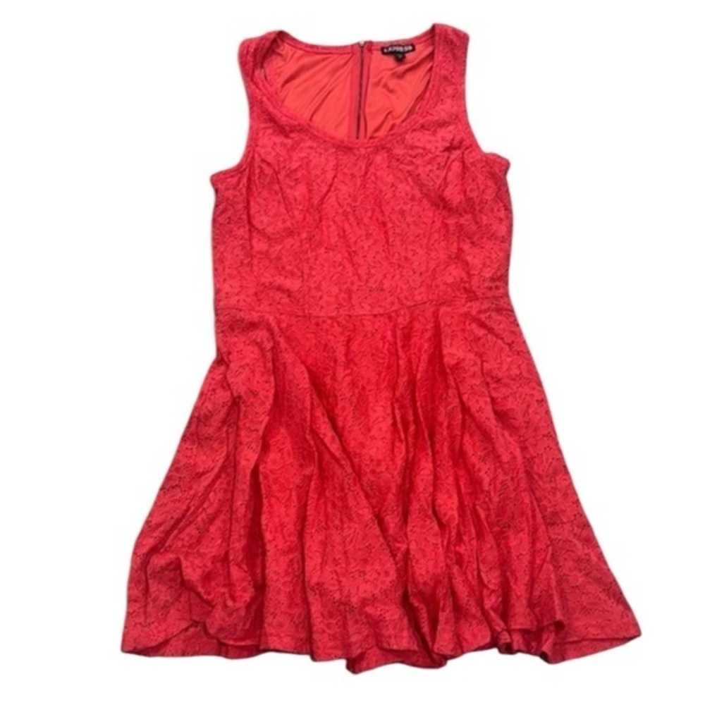 Women’s Express Lace Sleeveless A Line Swing Summer Dress Coral Pink Size Large